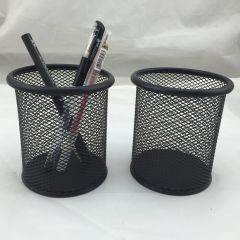 2 Stück runde benutzerdefinierte Großhandel Schreibwaren Schreibtisch Stifthalter Metall schwarz Mesh Stifthalter