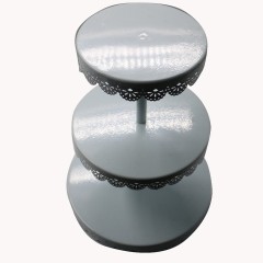 soporte individual de lujo decorativo de la magdalena de la torta de la taza del caramelo del metal blanco plegable de la boda de 3 niveles