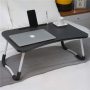 Folding Wooden Desk Laptop Stand, Foldable Holder Metal Leg Laptop Stand with Cup Holder