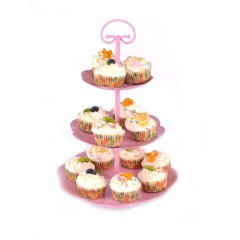 Горячая распродажа на заказ 3 уровня день рождения свадьба чаепитие розовый цвет металлическая круглая подставка для торта