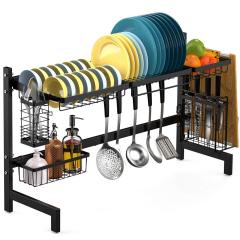Wideny wholesale multi-function over the sink Removable black metal stainless steel drain dish rack for foldable kitchen