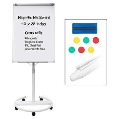 Office School Supplies magnetische Metall-Trockenlöschtafel mit Whiteboard, höhenverstellbare Flipchart-Staffelei mit Markerablage