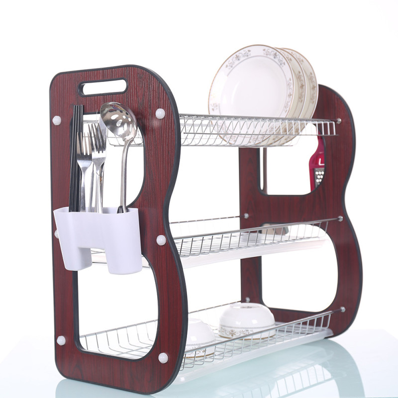 Manufacture High Quality  kitchen Stainless Steel plate storage dish drying rack with plastic salver