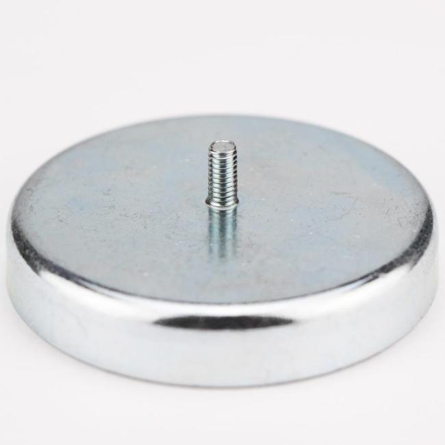 Bright Nickel coating Strong Magnetic Neodymium mounting Pot Magnet with External thread can install hook