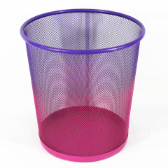 Promotional wideny powder coated custom design metal wire mesh double color round office paper waste bin