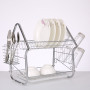 Wholesale fancy design silver 2 tiers kitchen cabinet dish rack for home and kichen