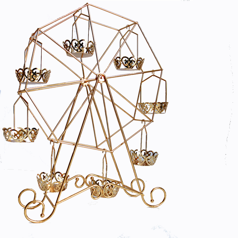Wideny Big Morden Birthday rotating Ferris wheel Gold Metal wire Cupcake Cake Stand For Wedding