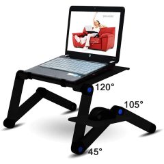 Soporte ajustable plegable portátil para el hogar, soporte para ordenador portátil y cama, escritorio móvil, soporte para ordenador portátil de Metal negro
