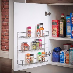 Wideny Chrome Home storage metal wire kitchen organizer display jar wall mount spice rack