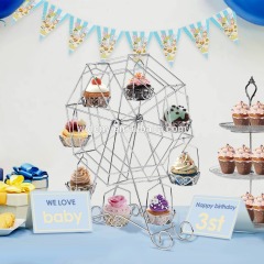 Support à gâteau de mariage à plateau tournant rotatif pour fête d'anniversaire ou support à gâteau en métal