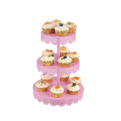 3 Tier faltbare Hochzeit dekorative Weißmetall Phantasie einzelne Mini Candy Cup Kuchen Cupcake Stand