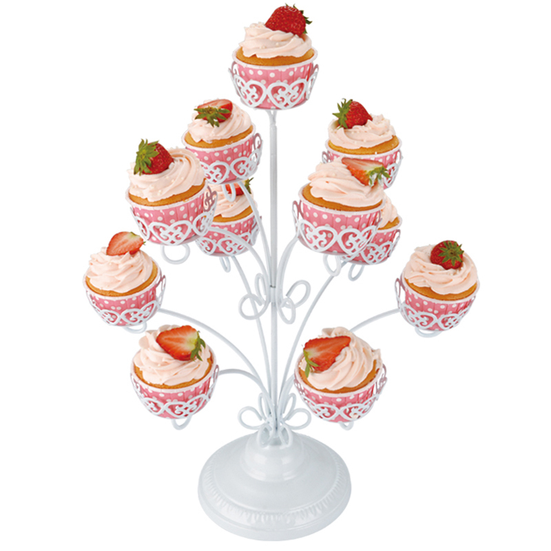 Bakeware new design flower wedding decorative metal white candy cup cake stand