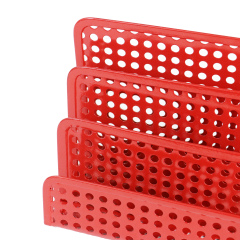 Hollow red circular hole metal mesh office desktop Letter tray