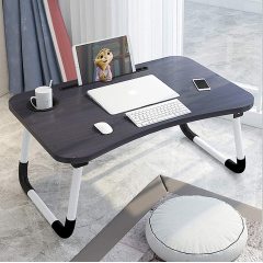 Mesa de dormitorio pequeña y moderna para desayuno, mesa plegable ajustable para ordenador portátil, color negro, para dormitorio