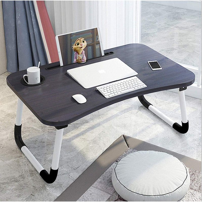 Modern Small Dormitory Table Breakfast Serving Black Adjustable Foldable Laptop Computer laptop table for  Bedroom
