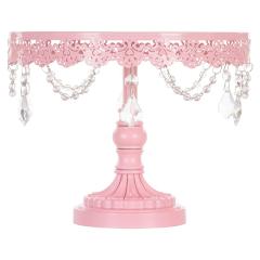 Juego de 3 soportes para cupcakes, soporte redondo para pastel de hierro y metal rosa con cuentas de cristal para bodas, cumpleaños