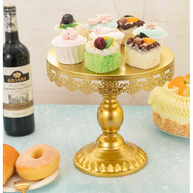 Birthday party decoration wedding cake display holder serving platter dessert trays round gold cupcake stand