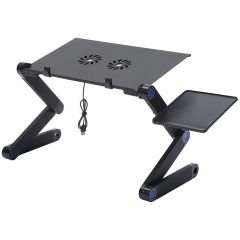 Wideny Adjustable Laptop Stand, Portable Laptop Table Stand with 2 CPU Cooling Fans, Ergonomic Lap Desk TV Bed Tray Stand