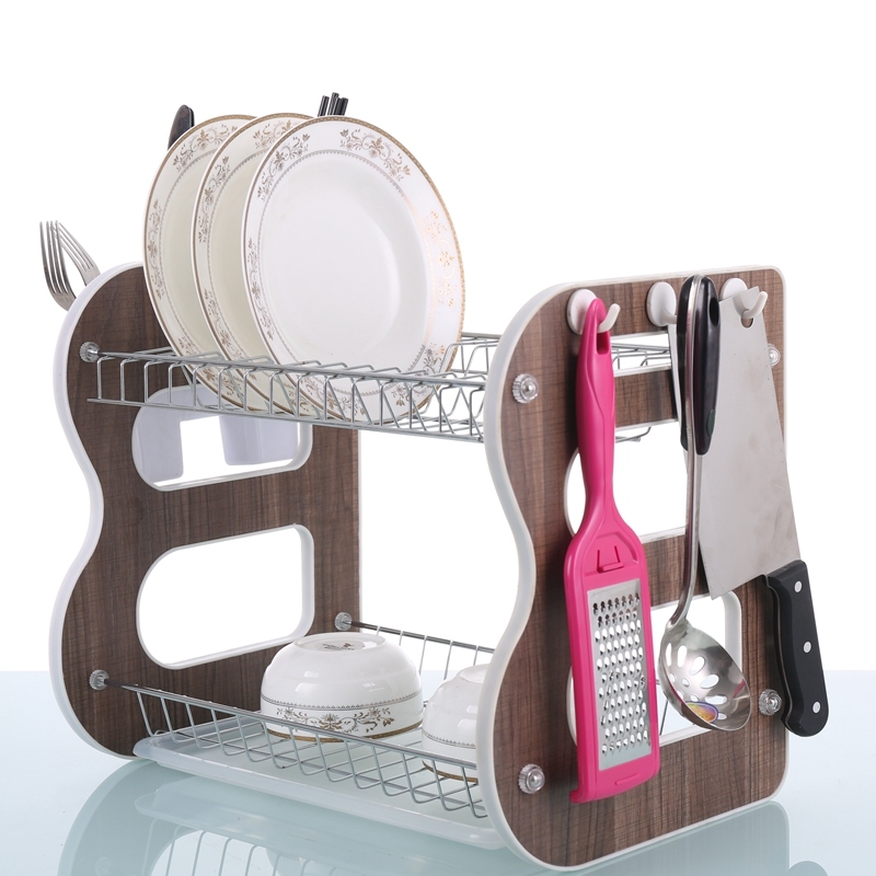 Eco-Friendly Modern Decorative  Kitchen Accessories 2-Tier Kitchen Folding Dish Storage Rack Dish Drying Rack