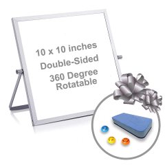 360-Grad-Tischplatte, tragbar, kleine, trocken abwischbare Tafel, Whiteboard für Kinder, Büro, Zuhause, Schule, doppelseitige magnetische Tafel