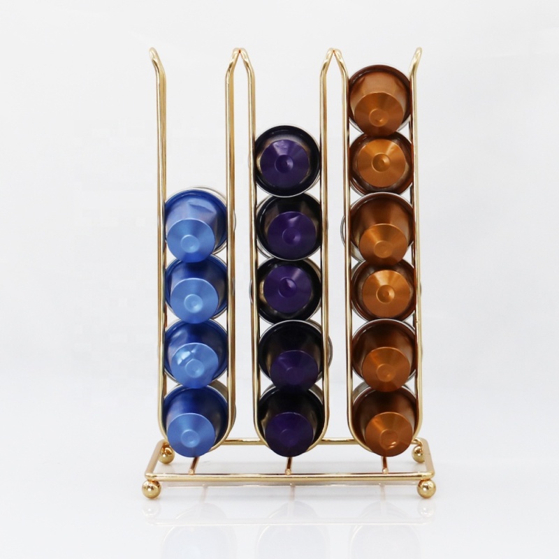 Durable smooth Gold plate Coffee Pod Holder Capacity 36 Coffee Capsule Stand