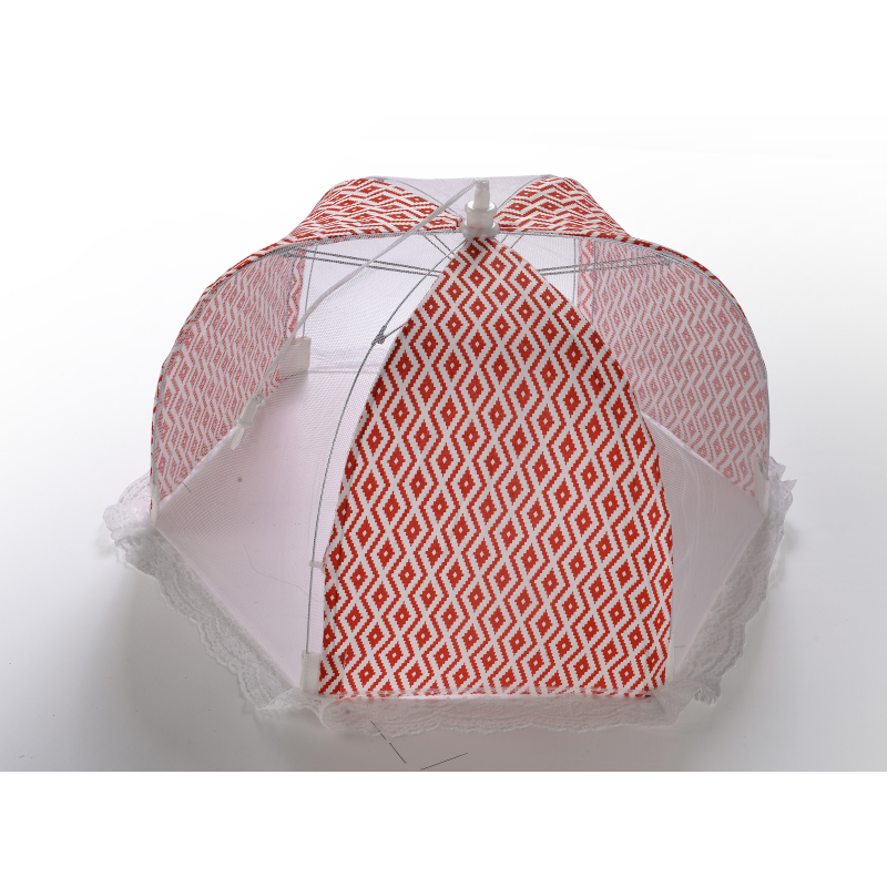Multifunction kitchen microwave oven vegetable basket colourful plaid cloth Pop-up Folding plastic tent food cover