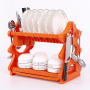 New Design Double Tier Plastic Cutlery Drainer for Kitchen Drying Organizer Dish Rack