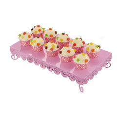 2 piezas de soporte rectangular para cupcakes, juego de 2 platos de hierro para aperitivos, soporte para tartas, exhibición de dulces de postre