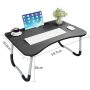 Folding Wooden Desk Laptop Stand, Foldable Holder Metal Leg Laptop Stand with Cup Holder