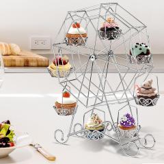 Fête d'anniversaire banquet décoration rotatif support de gâteau de mariage fil métallique affichage tasse grande roue support de cupcake
