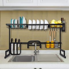 Кухня над раковиной из нержавеющей стали 201, черная, нержавеющая, 2-уровневая сушилка для посуды, держатель для посуды, разделочная доска
