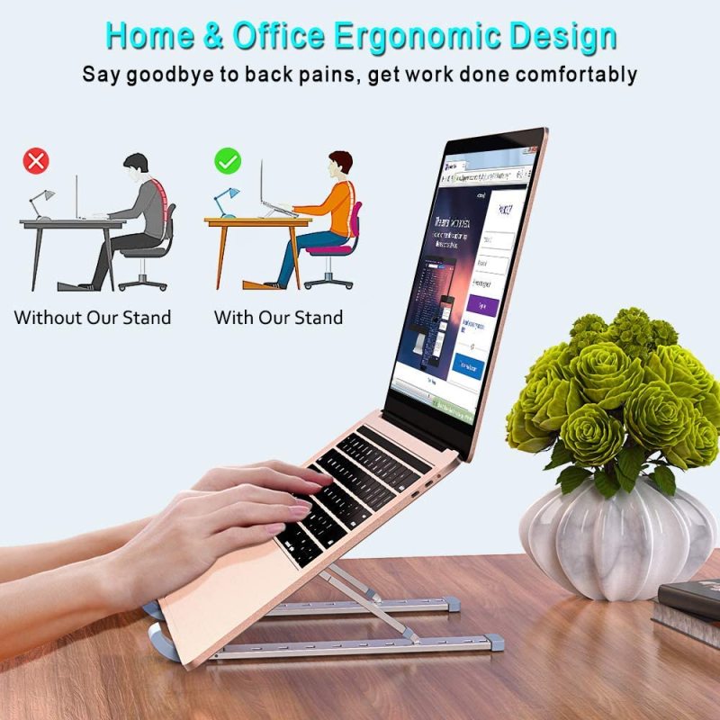 Portable laptop stand, Aluminum Foldable Holder 10 Height Adjustable Aluminium Alloy Laptop Stand Adjustable