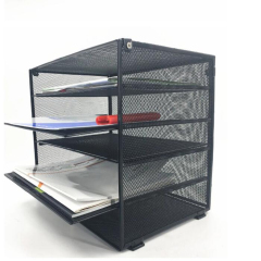 Nouveau design organisateur de fichiers de bureau de bureau en fil de maille noir multifonctionnel pour classeur de stockage à 5 tiroirs