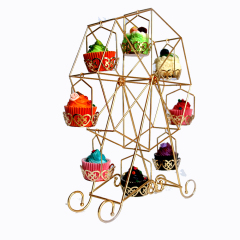 Wideny Big Morden Birthday rotating Ferris wheel Gold Metal wire Cupcake Cake Stand For Wedding