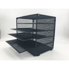 Nouveau design organisateur de fichiers de bureau de bureau en fil de maille noir multifonctionnel pour classeur de stockage à 5 tiroirs
