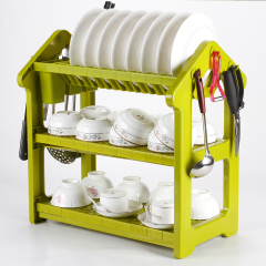 Wideny vende al por mayor el estante de secado de platos de plástico para cocina de 3 niveles con forma de casa para el hogar
