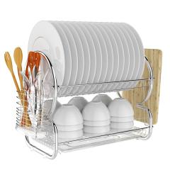 2-уровневые кухонные столовые приборы, круглая металлическая чаша, сушилка для посуды, сушилка для посуды с сушилкой