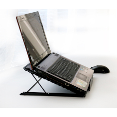 Fournisseurs support d'ordinateur portable de sécurité pliable en fer enduit de poudre noire réglable pour Mini Table pour ordinateur portable