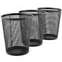 Wideny desk desktop table Pen Organizer Black Round Metal Wire Mesh 3 Pack Pen Pencil holder