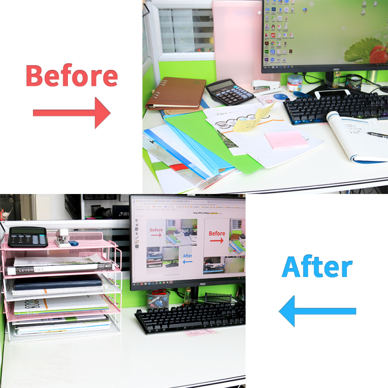 Wideny Home Use Office Storage Document Desk Organizer Metal Mesh 5 Layer Stackable File Trays