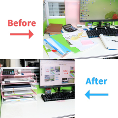 Wideny uso en el hogar Almacenamiento de oficina organizador de escritorio de documentos malla metálica bandejas de archivo apilables de 5 capas