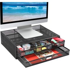 Многофункциональный эргономичный стол из металлической сетки для дома и офиса, подставка для монитора компьютера с ящиком-органайзером для ноутбука, принтера, ноутбука