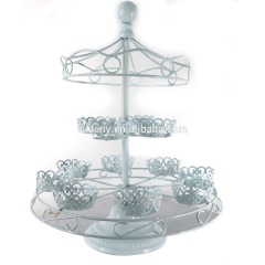 Вращающаяся подставка для свадебного торта с фонтаном из белого металла