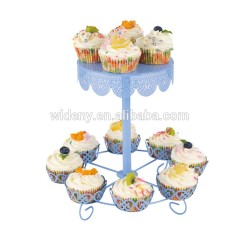 Support de gâteau blanc en métal de forme ronde de décoration de mariage multifonctionnel à 2 niveaux 12 tasses