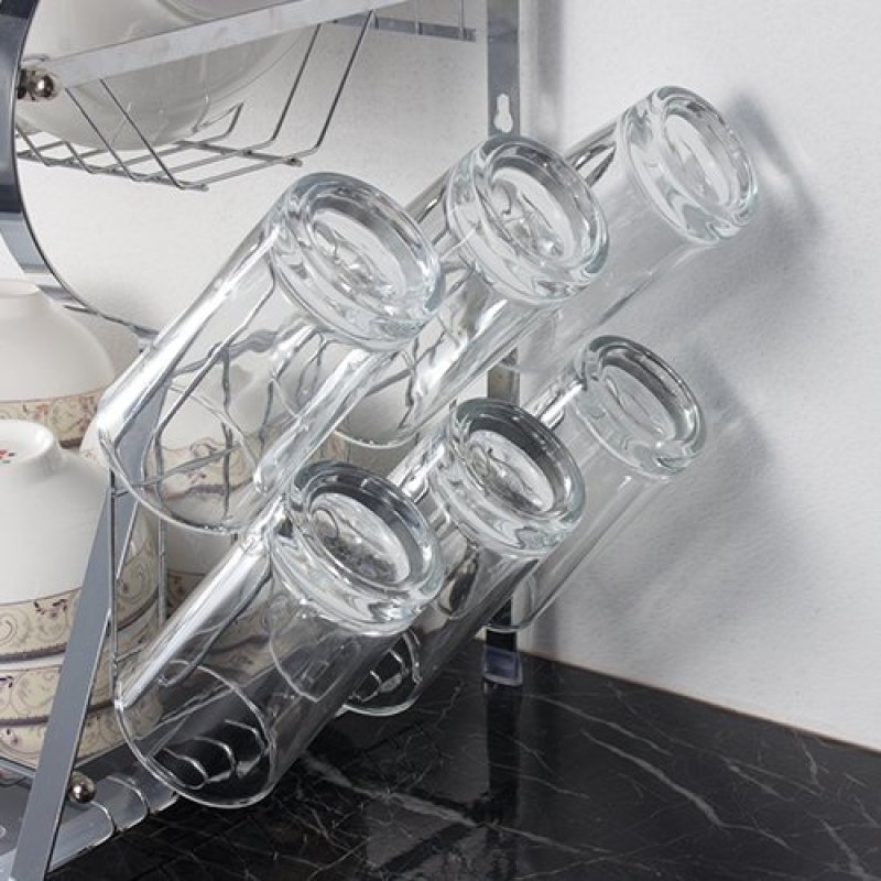 Wideny New Design Hot Selling R type 2 Tier Wire Dish Rack With Chopsticks Rack