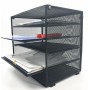 Amazon popular powder coated free sample school office supply detachable 5 layer metal mesh wire desktop file tray