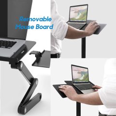 Mesa portátil multifuncional de escritorio para el hogar, soporte ajustable de aluminio y Metal plegable para ordenador portátil con alfombrilla para ratón plegable