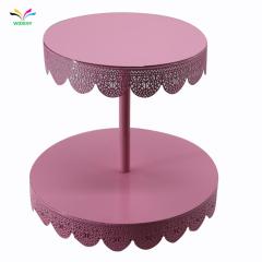Made in China 2-stöckiger europäischer Mini-Rosa-Metallkristall-Cupcake-Hochzeitsdekorations-Tortenständer für die Hochzeit