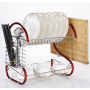 Hot Sale home Kitchen tableware organizer 2 Tiers folding white metal the Sink bowl Rack for drainer