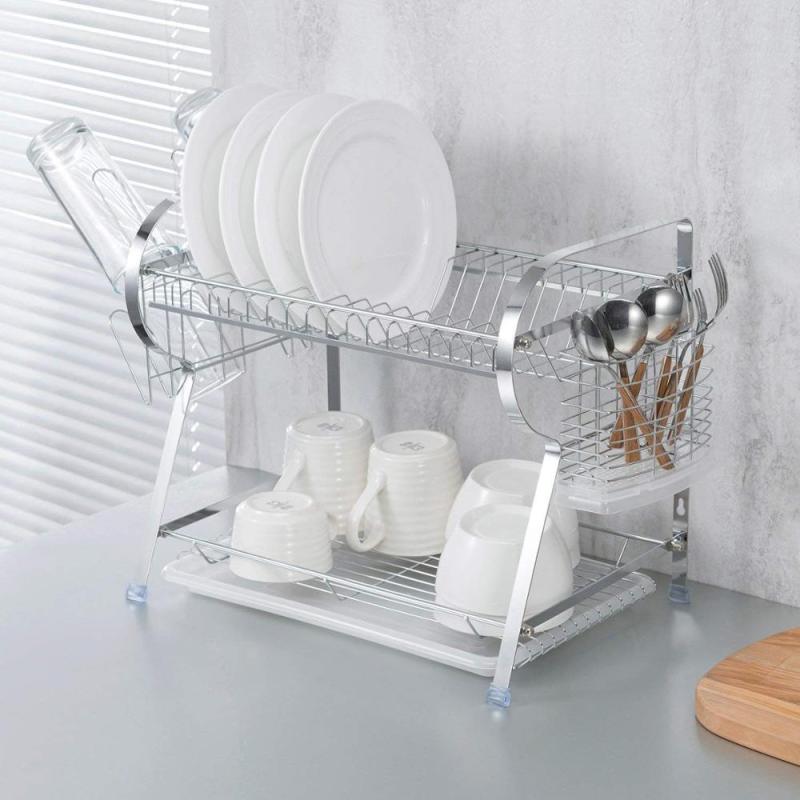 Hot sale factory outlet newest style R type metal 2 tiers dish rack for kitchen home
